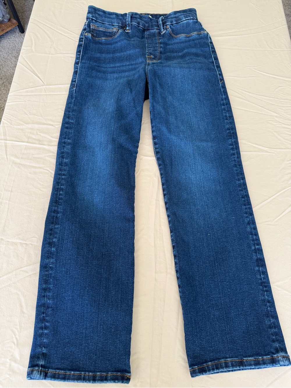 Good American Pull On Straight Jeans Women’s Medium Dark Wash High Rise Denim